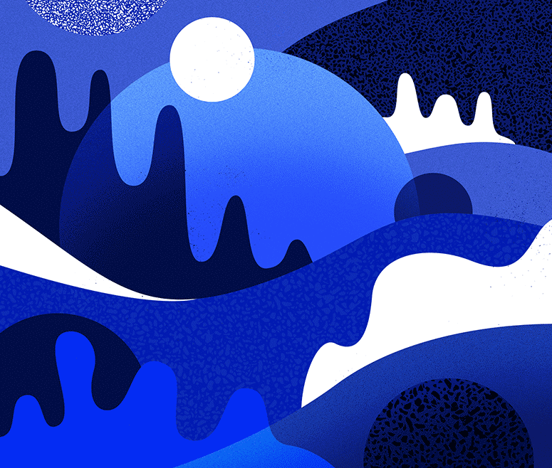 Terrazzo paysage nuit bleue